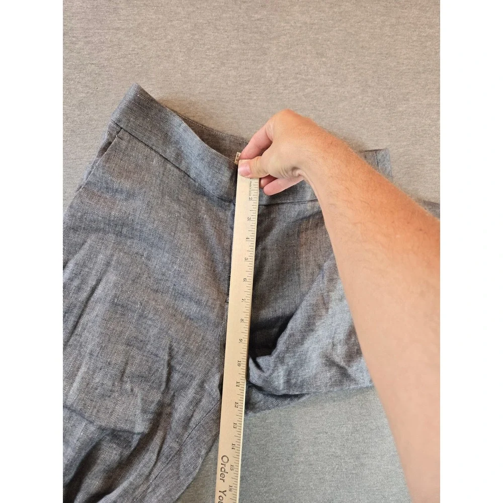 Banana Republic Wide Leg Pants Womens 4 Gray Blue Linen Blend High Rise Crop